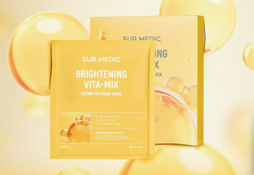 Освітлювальна тканинна маска з комплексом вітамінів Sur.Medic+ Brightening Vita-Mix Derma Infusion Mask, 28г 5071 фото